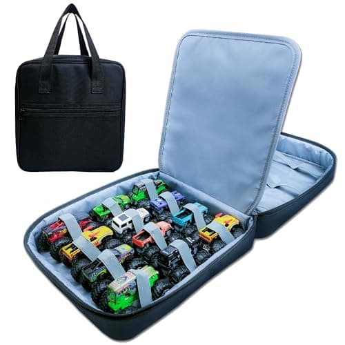 Carrying Case for 24 Monster Jam Trucks - Kids Toy Truck Storage Bag Compatible with 1:64 Scale Monster Jam Die-Cast Vehicles, Portable Monster Truck Organizer (Bag Only, Without Accessories)