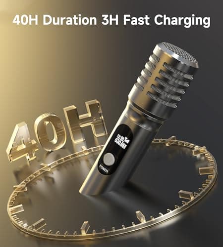 Wireless Microphones, Wireless Microphone with One-to-One Chip Connection, 40H Rechargeable Battery, 200FT Range, Plug and Play, Ergonomic Design,Less Latency Microphone for Singing Video Recording - Thumbnail 6
