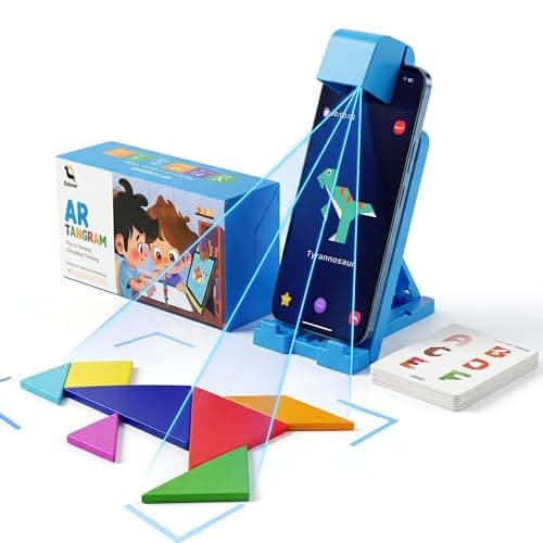 Qxtamo STEM Toys for Kids Ages 4-6, AR Tangram Puzzles with 1000+ Combinations & 20 Cognitive Cards, Food-Grade Silicone Sensory Toy, Interactive Family Games & Meaningful Screen Time Alternative - Image 1
