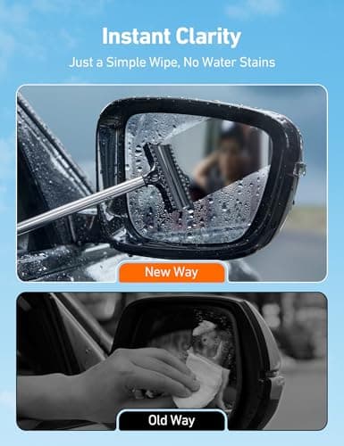 AstroAI Car Windshield Cleaner Tool, Window Cleaning Kit with 39in Car Mirror Squeegee, 4 Reusable Microfiber Pads and Extendable Handle, Blue - Thumbnail 4
