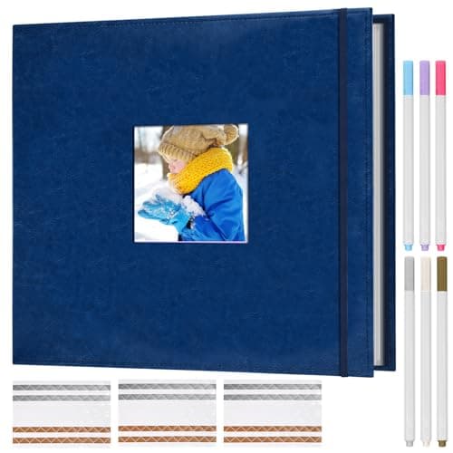 Hiwhy Scrapbook Photo Album, 3 Ring 12"x12" DIY Photo Album, Memory Scrapbook with 30 Sleeves 60 Pages, Perfect for Wedding, Travel, Family, Navy - Image 1