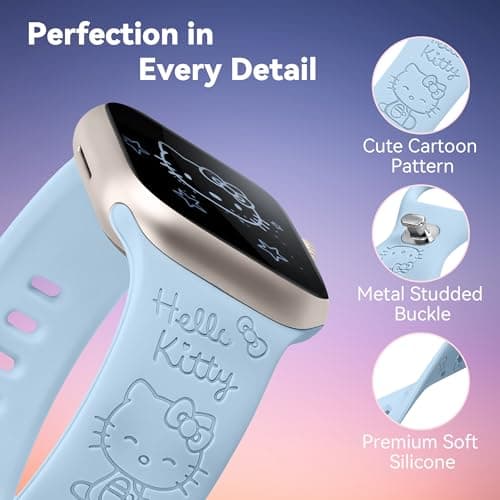 Girovo Cute Cat Engraved Band Compatible with Apple Watch Bands for Women 40/38/41/42mm (Series 11/10), Funny Cartoon Pattern Soft Silicone Sport Stylish Strap for iWatch Series 9 8 7 6 5 4 3 2 1 SE - Thumbnail 5