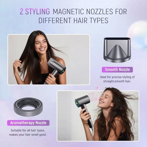 High-Speed Ionic Hair Dryer: 3Min Fast Dry with Brushless Motor - Quiet, Lightweight hair care Blow Dryer with Diffuser & HD Display for Curly Hair&Salon&Home&Travel, Hair Dryer for Women/Men/Baby/Pet - Thumbnail 5