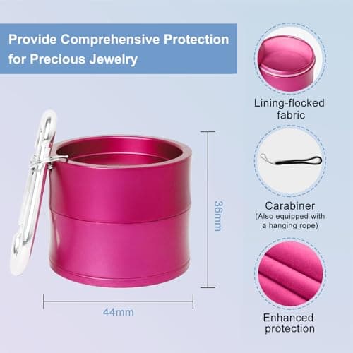 KONIDUN Mini Travel Ring Holder Keychain, Portable Jewelry Holder Keychain with Protective Sponge, Small Necklace Earrings Case for Gym Sports Bag Purse - Thumbnail 2
