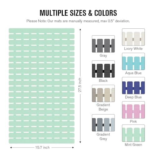 MBOSS Bath Tub Shower Mat Non Slip Bathtub Mats for Bathroom Shower Floor Mat Bath Mats for Shower Tub Anti Slip Shower Mat with Drain Hole and Large Suction Cups (Mint Green, 27.5 X 15.7 Inch) - Thumbnail 2