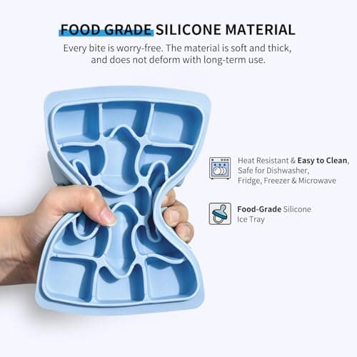 Azxb Ice Cube Trays with Lid, 1 Pack 15 Cubes Easy Release Stackable Flexible Silicone Ice Cube Trays for Freezer with Removable Silicone Lid, Ice Tray Molds for Baby Food, Whiskey, Cocktail, Coffee - Thumbnail 3