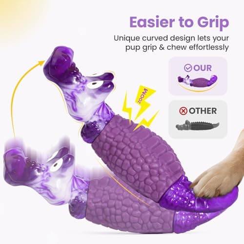 HGB Tough Dog Chew Toys for Aggressive Chewers, Squeaky Indestructible Dog Toy for Large Dogs to Keep Them Busy & Reduce Boredom for Small, Medium, Large Breed, Bacon Flavor - Thumbnail 2