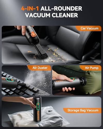 yoyoto Car Vacuum, Handheld Vacuum Cordless with 21000Pa Powerful Suction & 3 Modes, 4-in-1 Portable Hand Held Mini Vacuum Cleaner Rechargeable, Ultra Light for Car Home Office (Black) - Thumbnail 3