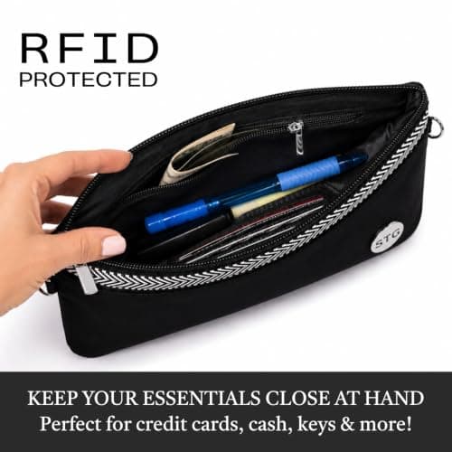 Save the Girls Phone Purse Catchy Clutch with Wristlet Strap (Black) – Functional Clutch Purse & Crossbody Bags for Women, Sporty Purses for Women Trendy, Hands-Free Zippered Bags and Wristlet Lanyard - Thumbnail 6