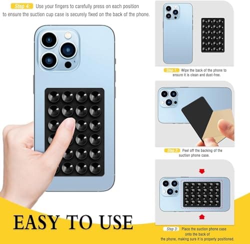 ZB.soar Suction Phone Case Mount, Silicone Hands Free Phone Accessory Holder, Mirror Shower Phone Holder, for Tiktok Videos and Selfies (Black) - Thumbnail 4