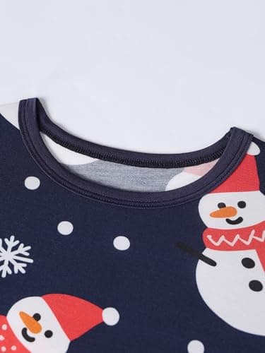 NewSeed Kids 2-Piece So Soft Playtime Set–Lightweight Viscose from Bamboo Short Sleeve Top&Leggings for Toddler Boy & Girls (Christmas Snowman, 3-4Y) - Thumbnail 3