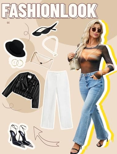 Avidlove Sheer Top Long Sleeve Mesh Top Women Mesh Blouse for Women Long Sleeve Undershirt for Women Gradient Brown S - Thumbnail 5