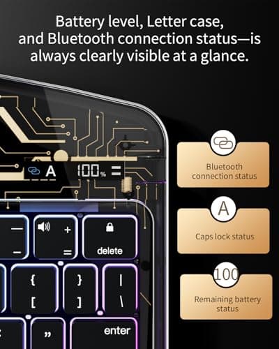 Keyboard Case for iPad Pro 11-inch (M5/M4 2025/2024), Clear Wireless iPad Pro 11 Inch Case with Keyboard Multi-Touch Trackpad, Battery Level Visualization with 360° Rotatable & Pencil Holder, Black - Thumbnail 3