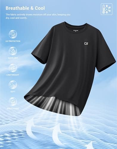 G Gradual Men's Sun Protection Swim Shirt UPF 50+ Rash Guard Short Sleeve Quick Dry Water Hiking Workout Shirts for Men (Dark Grey,XL) - Thumbnail 3