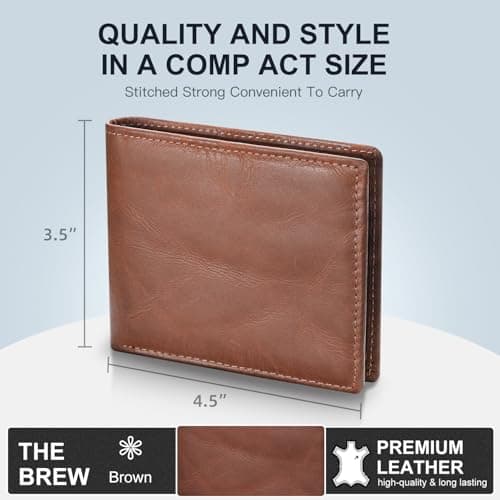 GSOIAX Top Genuine Grain Leather Premium Crazy Horse Wallet for Men-Handcrafted Vintage RFID Blocking Bifold 11 Card Slots 2 ID Windows & 2 Cash Pockets Gift Box Packaging for Him(Brown) - Thumbnail 6