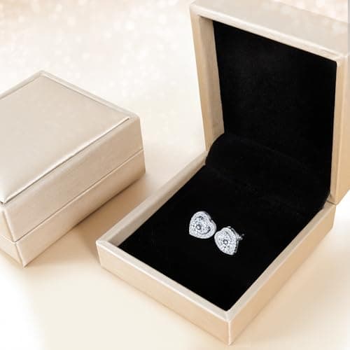 JACUPO Heart Moissanite Earrings Brilliant Jewelry for Women S925 Sterling Silver for Mother Love Friend Mother’s Day Birthday Gift for Her (0.5CT) - Thumbnail 6