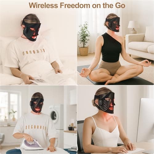 WELLEVER Red Light Therapy Mask for Face, Wireless Led Face Mask Light Therapy with 850nm Near-Infrared, 4 Modes Rechargeable Led Facial Skincare Device - Thumbnail 3