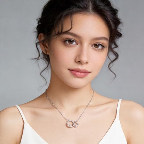 YBNGSMK Sterling Silver Interlocking Circles Necklace, Premium High-End Silver Jewelry with Luxury Packaging, Perfect Sister Birthday Gifts for Big & Little Sister - Thumbnail 4
