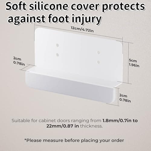 Adzyz Under Cabinet Foot Pull with Adhesive and Screws,Hands Free Garbage Drawer Toe Foot Pull Opener Suitable for Kitchen Trash Cabinet Drawer(White) - Thumbnail 5