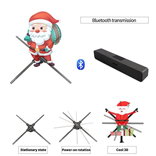 3DHologramFan,85CM Missyou 3D HologramFan Projector Holographic Christmas Tree Advertising Display with Remote and Bluetooth and Splicing,1500+ Video Library for Signs,Bar,Party Halloween - Thumbnail 6