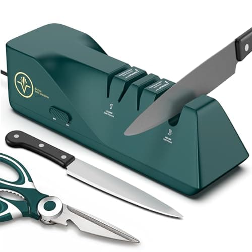 Knife Sharpener, Diamond Abrasives Electric Knife Sharpener for Stainless Steel and Ceramic Knives, with Dust Collection Box, Quick Sharpening & Polishing - Image 1
