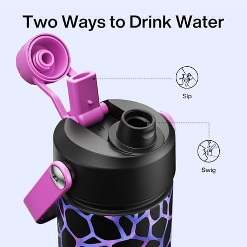 ENCOOL Insulated Water Bottle with Straw Stainless Steel Water Bottle, Glow in the Dark, Leak-Proof, BPA-Free, Keeps Cold for 24 Hours for Sports, Travel, School (26 oz, Bubble) - Thumbnail 5