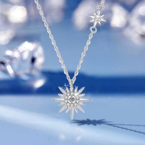 GIRIOIZ Sterling Silver Necklace Uranus Pendant Necklace high carbon diamond Pendant For Her Woman Wife Girlfriend Daughter Present For Birthday Valentine Wedding Anniversary (silver) - Thumbnail 3