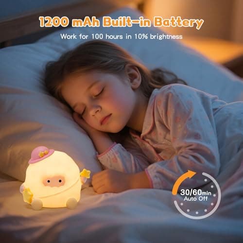 Baby Night Light, Touch Control Rechargeable Nursery Lamp with Dimmable Soft Light, Portable 3 Brightness Level and 7 Colors LED Nightlight for Kids Room, Breastfeeding, Sleep - Thumbnail 5