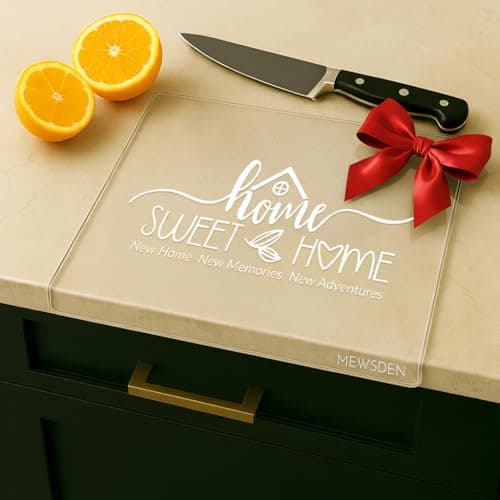 House Warming Gifts New Home - Engraved Acrylic Cutting Board with Counter Lip, Clear Countertop Protector Housewarming Gifts for Women Man Couples First House New Apartment Aesthetic Kitchen Decor - Image 1