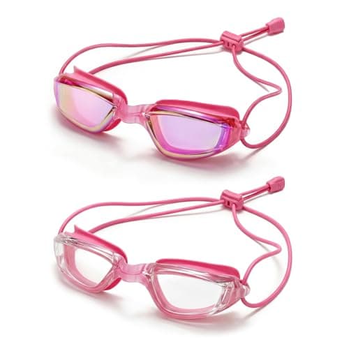 Aegend 2 Pack Professional Swimming Goggles for Adults, No Leak Mirrored Swim Goggles with Bungee Strap, Anti-Fog UV Protection Triathlon Goggles for Men Women Open Water & Pool - Image 1