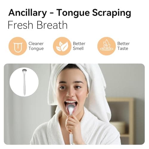 JTF Sonic Electric Toothbrush for Adults: 6 Brush Heads, 3 Brushing Modes, 2-Min Smart Timer, IPX7 Waterproof and Tongue Scraper, Deep Cleaning & Whitening, Rechargeable Toothbrush for Teeth & Braces - Thumbnail 6