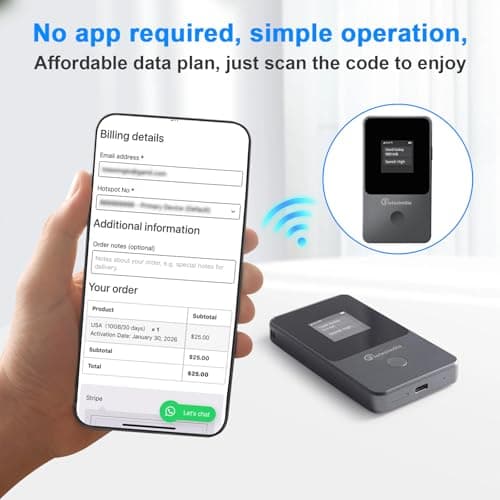IotesimGlo Mobile Hotspot Portable WiFi Hotspot for Travel & Business, 4G LTE Hotspot USA &130+ Countries, No SIM Card Needed, 12h Life, Pocket WiFi Free 15GB US Data, Connect Up to 8 Devices - Thumbnail 6