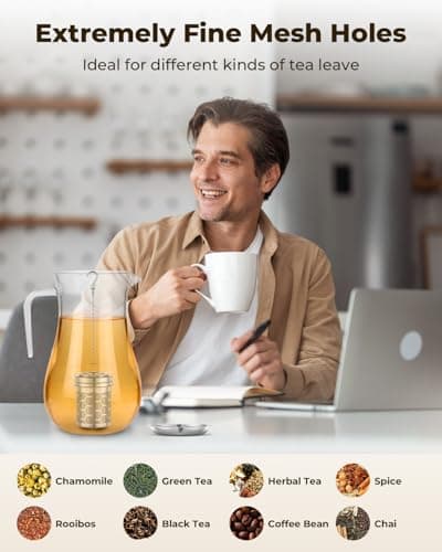 House Again 2 Pack Tea Strainers for Loose Tea, Extra Fine Mesh Tea Infuser, 304 Stainless Steel with Chain Hook, Loose Leaf Tea Steeper for Brew Tea Spices & Seasonings, Geometric Design - Thumbnail 3