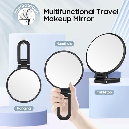 B Beauty Planet 40X Magnifying Mirror, Hand Mirror for Makeup, Double Sided with 40X/1X Magnification, Travel Essential, Portable Foldable for Desktop and Bathroom, Gift for Women, Black - Thumbnail 5