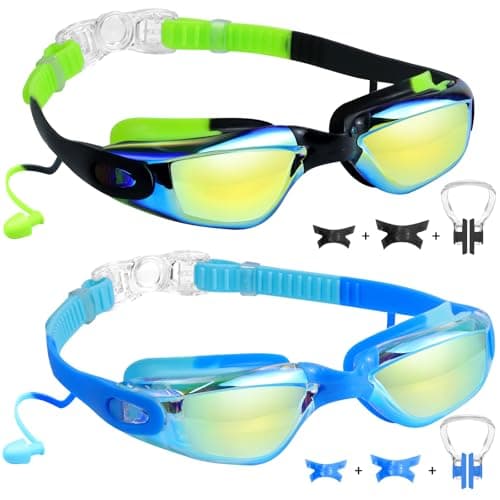 Vvinca Swim Goggles for Kids 2 Pack, kids Goggles Anti-Fog/UV No Leaking Swimming Goggles for Age 3-15 Boys Girls - Image 1