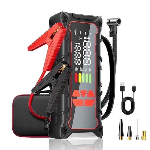5000A Car Battery Jump Starter with Air Compressor 160PSI, Jumper Starter Portable for 7.0L Gas/6.0L Diesel, Jump Box for Car Battery with Tire Inflator & Power Bank& Jumper Cables, Emergency Kit - Image 1