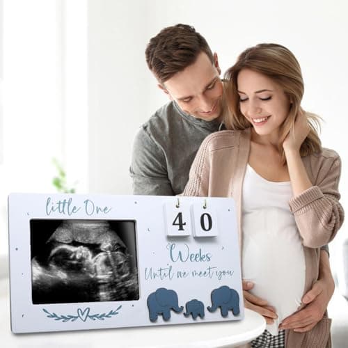 VKDDM Sonogram Picture Frame with Countdown Weeks - 4''x3'' Ultrasound Photo Frame Pregnancy Announcement for Expecting Parents/Grandparents Reveal, Mom to be Gifts for 1st Time Mom - Thumbnail 3