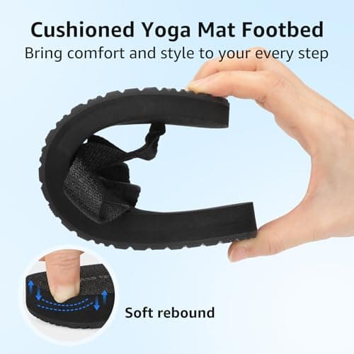STEP QUEEN Women's Flip Flops Ergonomic Arch Support Sandals Soft Rubber Beach Shoes 2026 Yoga Mat Flip Flops Women Black Size 11 - Thumbnail 6