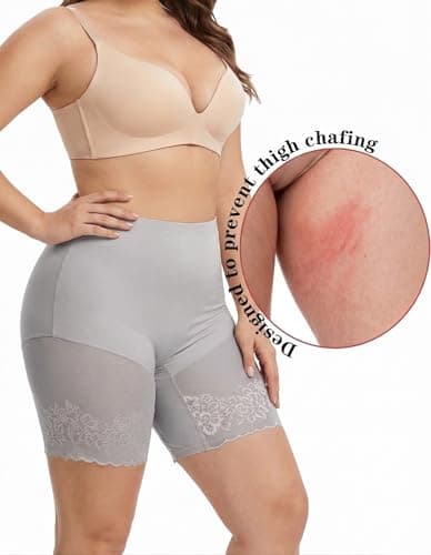 QiuDumo Womens Under Skirt Shorts Lightweight Pettipants Peek Proof Hidden Layer Quick Dry Slipshorts Full Figure Grey - Thumbnail 5