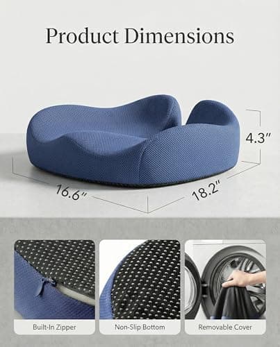 HUANUO Ergonomic Seat Cushion for Office Chair, Extra Large Car Seat Cushion, Tailbone and Back Support, Cooling Gel Enhanced, 4-Zone Pressure Relief Chair Cushions for Office, Car, Wheelchair - Thumbnail 2