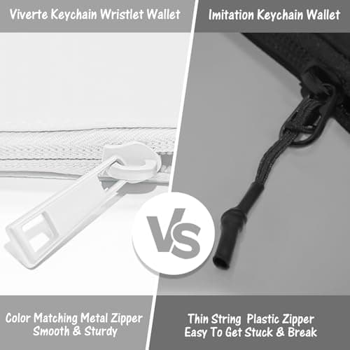 Viverte Mini Zip Around Wristlet Wallets for Women Small Portable Coin Purse Dual Pouch Keychain Wristlet Gifts for Women Travel Sports Outdoors (White) - Thumbnail 5