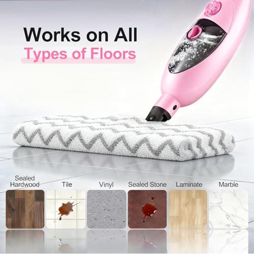 Moolan Steam Mops for Floor Cleaning, Steam mop for Hardwood Floors with Adjustable Steam & Double-Sided Pads, Floor Steamer for Laminate Floor, Tiles, Grout, Furniture (400ML Tank) - Thumbnail 4