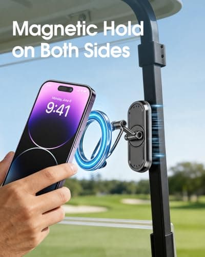 Atofoi Magnetic Golf Cart Phone Holder with 3-Fold Adjustable Arm & 360° Rotation, Compatible with MagSafe Devices, Phone Mount for Compatible iPhone & Android Smartphones, Golf Accessory Gift - Thumbnail 4