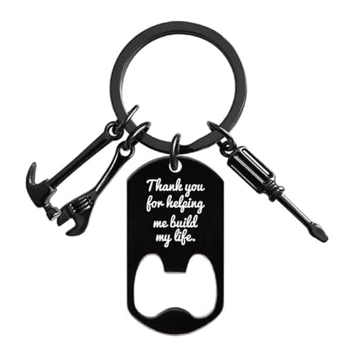 Ediseng Personalized Dad Gifts from Daughter Wife Son,Funny Father Day Gifts,Cool Dad Birthday Gifts,One Piece Keychain with Bottle Opener,Hammer,Screwdriver and Wrench (black) - Image 1