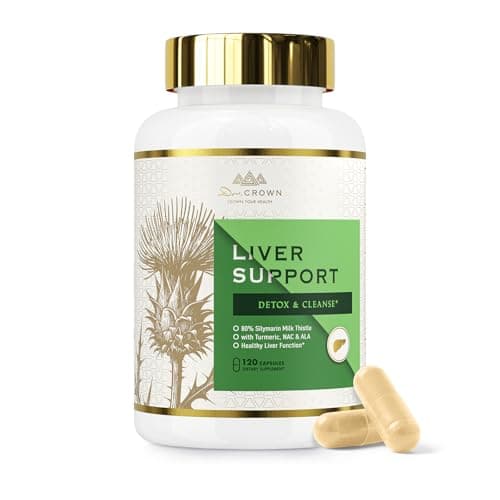 DR. Crown Liver Cleanse Detox & Repair - Milk Thistle Supplement, with Silymarin, N-Acetyl Cysteine(NAC), Artichoke, Turmeric & Dandelion for Liver Detox, Cleanse, Gluten Free, Non-GMO - 120 Capsules - Image 1