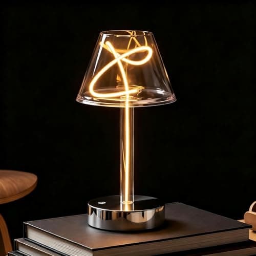Unique Table Lamp Cordless Rechargeable, Minimalist Ambient Light