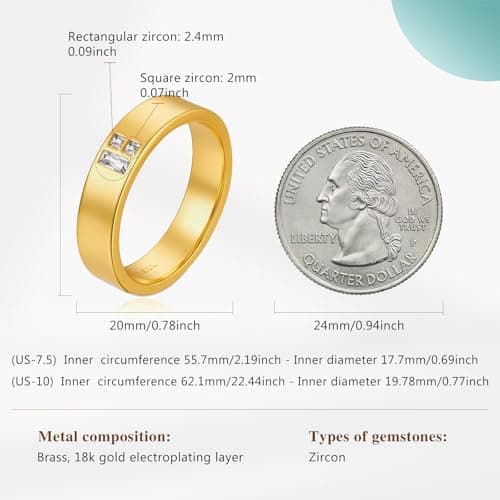 Cicy Bell Silver 18K Plated Gold Rings for Men Women Couple Wedding Rings - Thumbnail 6