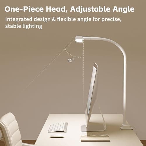 Desk Lamp with Clamp, LED Eye-Caring Clip on Desk Lights for Home Office, Tall Touch Control Dimmable Computer Light with Color Changing, 24W Brightest Architect Desktop Lamp for Screen, White - Thumbnail 4