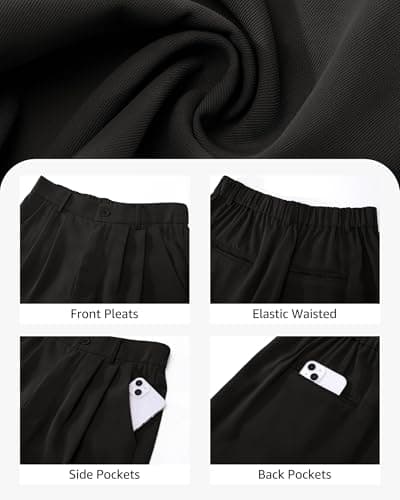 luvamia Womens Shorts with Pockets Dressy Shorts for Women Womens Black Shorts Summer Shorts for Womens Dressy Shorts Shorts Women High Waist Size Large Size 12 14 - Thumbnail 4