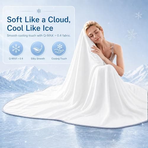 Twin XL Size Cooling Blanket for Hot Sleepers - Lightweight Breathable Cool Cold Blanket - Keep Cool for Night Sweats, Soft Thin Ice Blankets for Bed Couch Sofa, (White, 60"x90") - Thumbnail 4